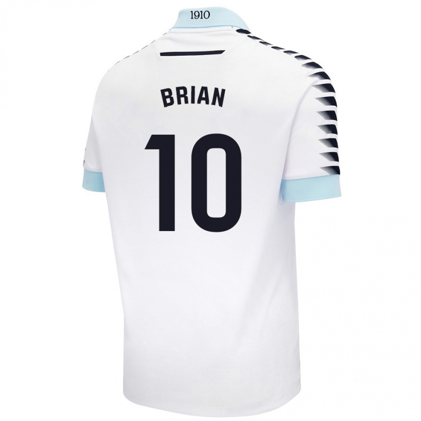 Kinder Fußball Brian Ocampo #10 Weiß Blau Auswärtstrikot Trikot 2024/25 T-Shirt Luxemburg