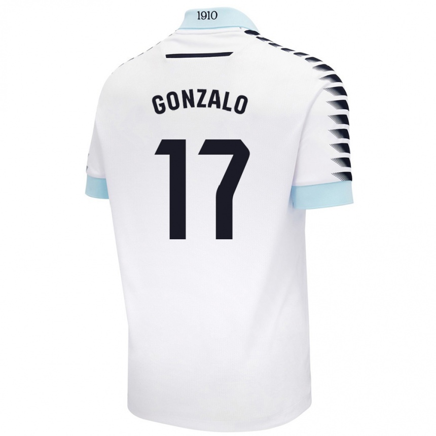 Kinder Fußball Gonzalo Escalante #17 Weiß Blau Auswärtstrikot Trikot 2024/25 T-Shirt Luxemburg