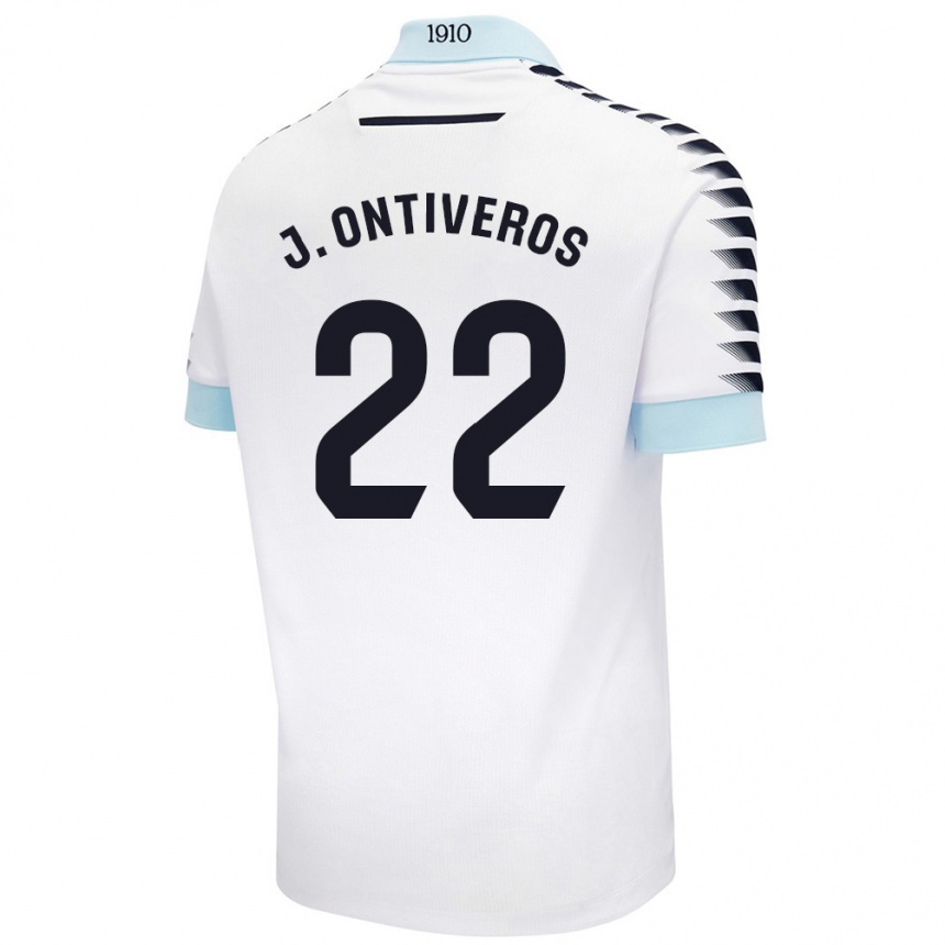 Kinder Fußball Javi Ontiveros #22 Weiß Blau Auswärtstrikot Trikot 2024/25 T-Shirt Luxemburg