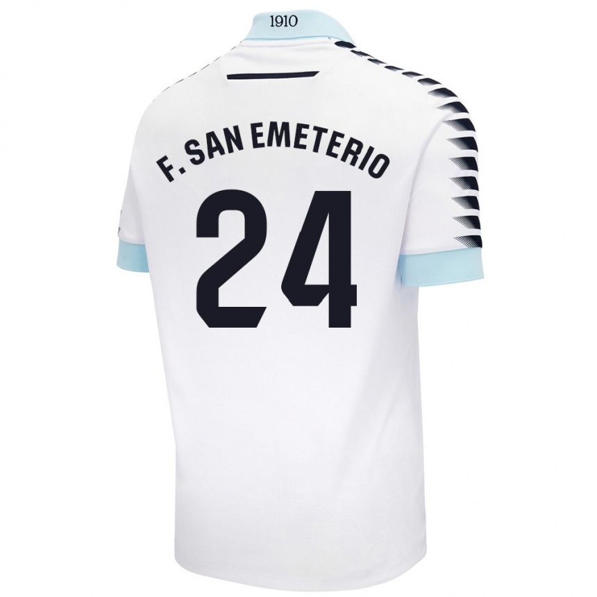 Kinder Fußball Fede San Emeterio #24 Weiß Blau Auswärtstrikot Trikot 2024/25 T-Shirt Luxemburg