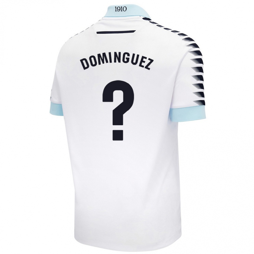 Kinder Fußball Rubén Domínguez #0 Weiß Blau Auswärtstrikot Trikot 2024/25 T-Shirt Luxemburg