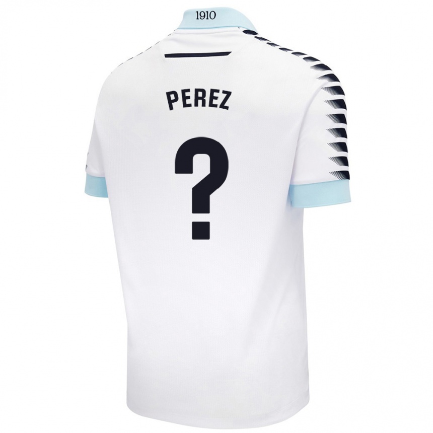 Kinder Fußball Ángel Pérez #0 Weiß Blau Auswärtstrikot Trikot 2024/25 T-Shirt Luxemburg