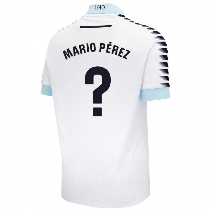 Kinder Fußball Mario Pérez #0 Weiß Blau Auswärtstrikot Trikot 2024/25 T-Shirt Luxemburg