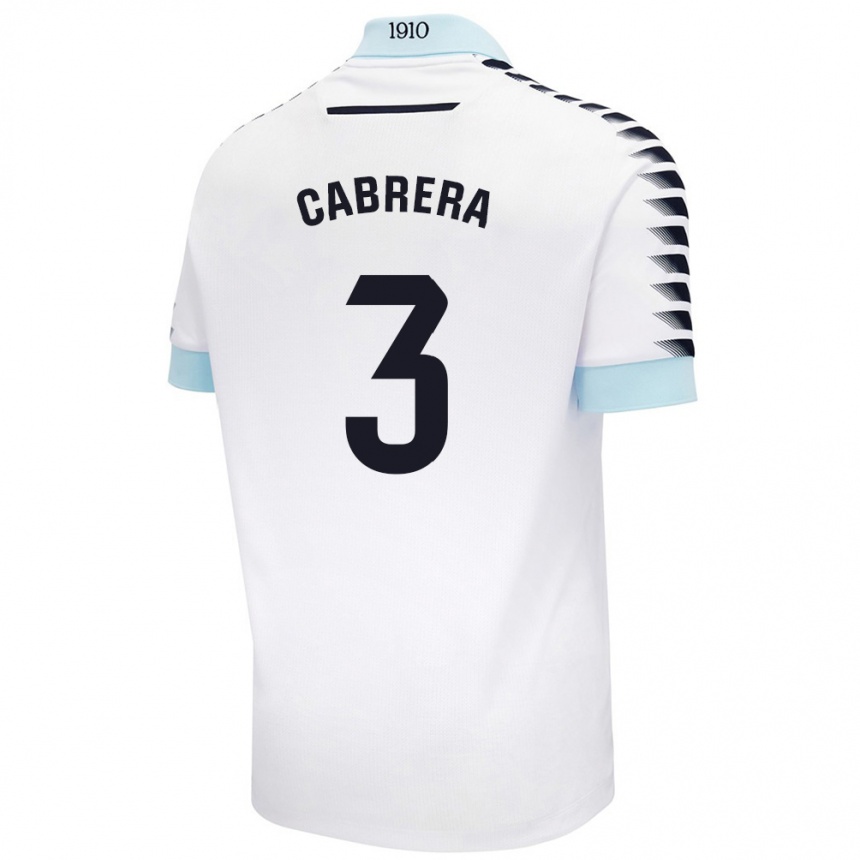 Kinder Fußball Julio Cabrera #3 Weiß Blau Auswärtstrikot Trikot 2024/25 T-Shirt Luxemburg