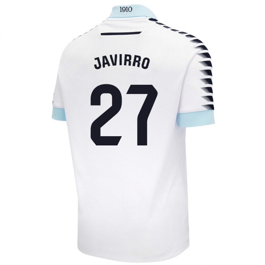 Kinder Fußball Javirro #27 Weiß Blau Auswärtstrikot Trikot 2024/25 T-Shirt Luxemburg