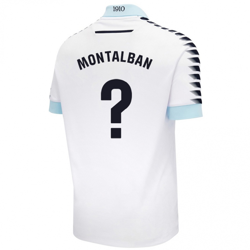 Kinder Fußball Sergio Montalbán #0 Weiß Blau Auswärtstrikot Trikot 2024/25 T-Shirt Luxemburg