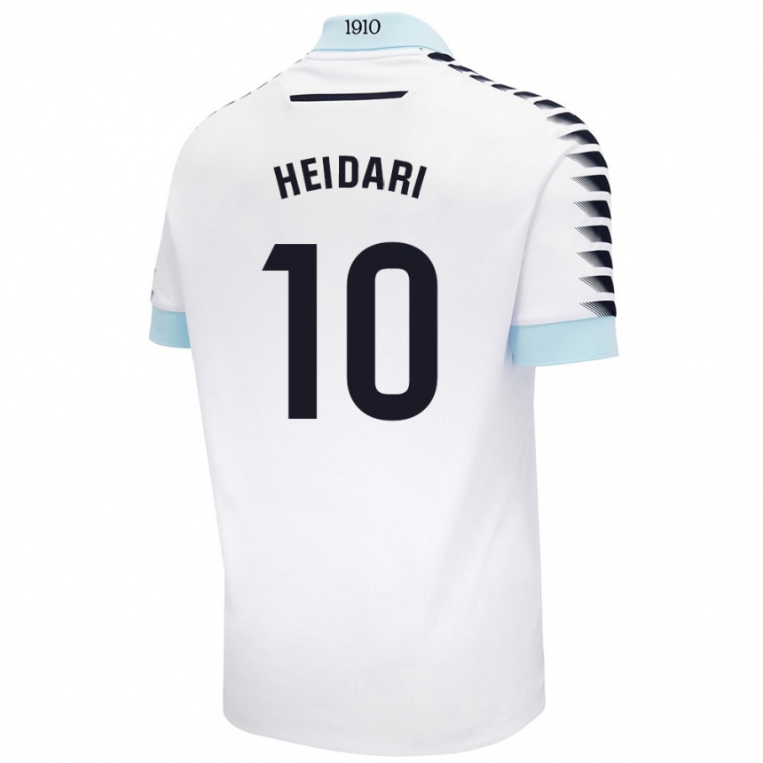 Kinder Fußball Arman Heidari #10 Weiß Blau Auswärtstrikot Trikot 2024/25 T-Shirt Luxemburg