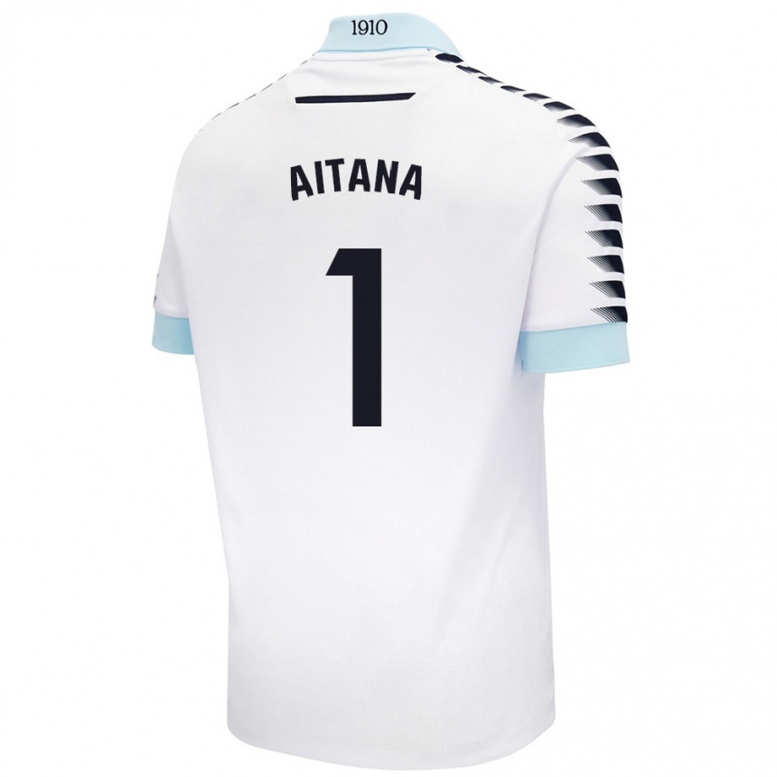 Kinder Fußball Aitana #1 Weiß Blau Auswärtstrikot Trikot 2024/25 T-Shirt Luxemburg