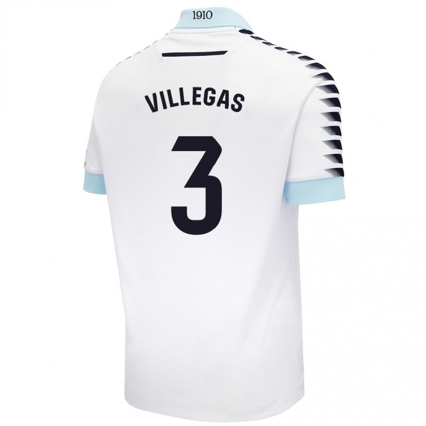 Kinder Fußball Virginia Villegas Rico #3 Weiß Blau Auswärtstrikot Trikot 2024/25 T-Shirt Luxemburg