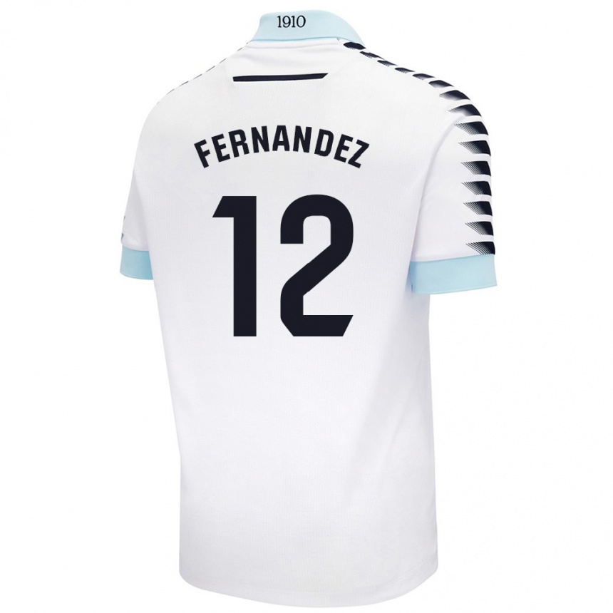 Kinder Fußball Sandra Fernández León #12 Weiß Blau Auswärtstrikot Trikot 2024/25 T-Shirt Luxemburg