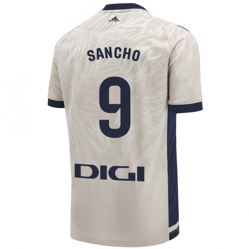 Kinder Fußball Dani Sancho #9 Hellgrau Auswärtstrikot Trikot 2024/25 T-Shirt Luxemburg