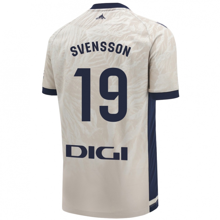 Kinder Fußball Max Svensson #19 Hellgrau Auswärtstrikot Trikot 2024/25 T-Shirt Luxemburg