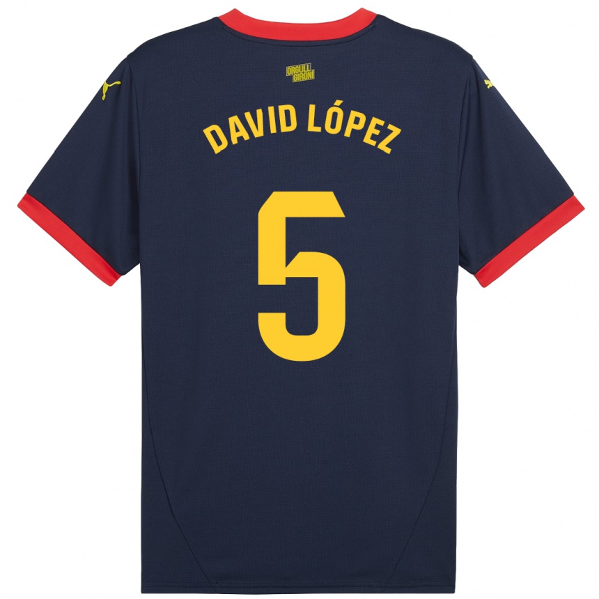 Kinder Fußball David López #5 Marinerot Auswärtstrikot Trikot 2024/25 T-Shirt Luxemburg