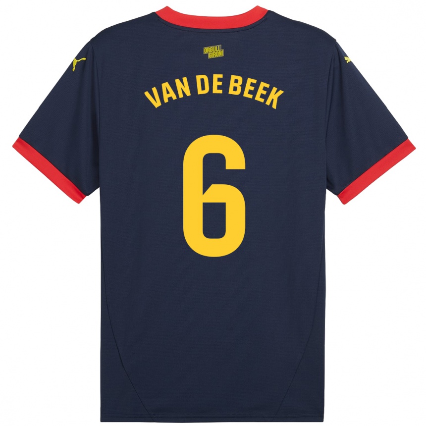 Kinder Fußball Donny Van De Beek #6 Marinerot Auswärtstrikot Trikot 2024/25 T-Shirt Luxemburg