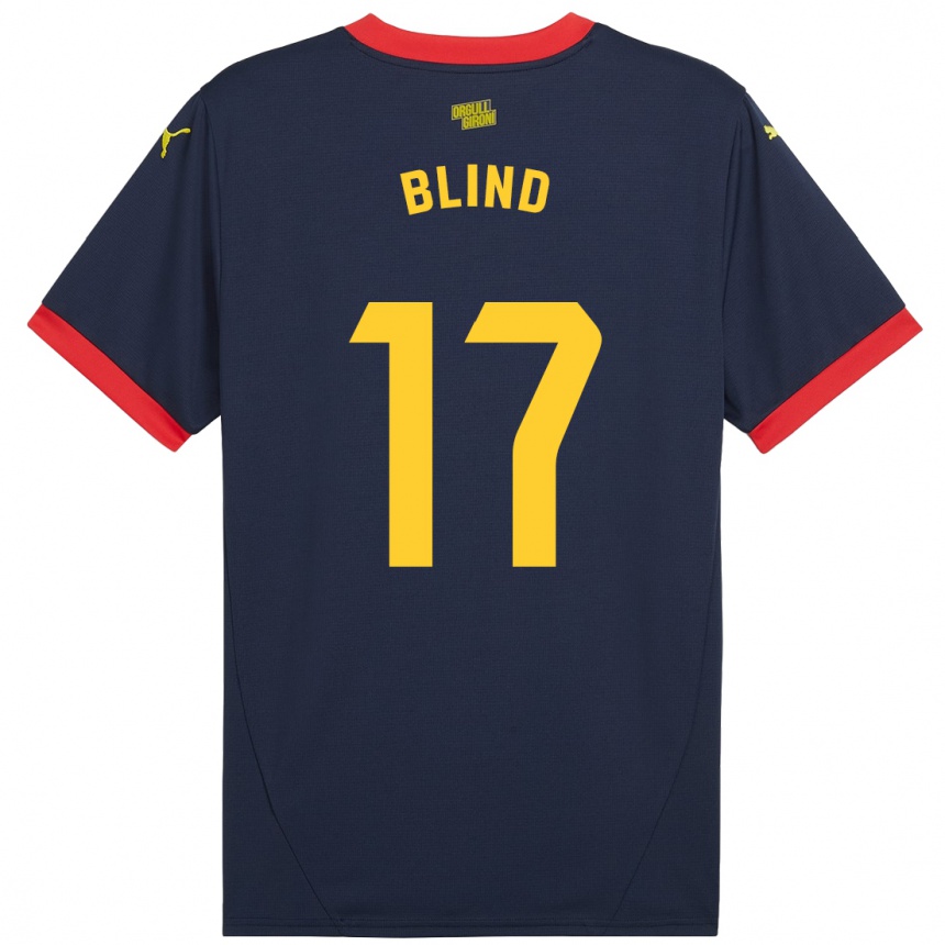 Kinder Fußball Daley Blind #17 Marinerot Auswärtstrikot Trikot 2024/25 T-Shirt Luxemburg