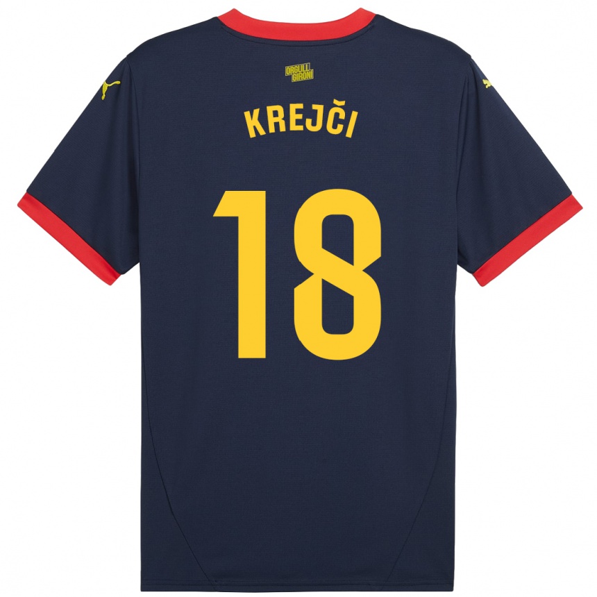 Kinder Fußball Ladislav Krejci #18 Marinerot Auswärtstrikot Trikot 2024/25 T-Shirt Luxemburg