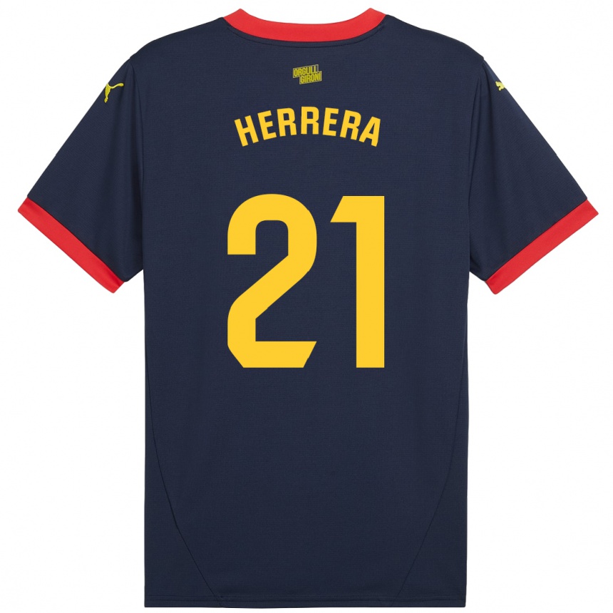 Kinder Fußball Yangel Herrera #21 Marinerot Auswärtstrikot Trikot 2024/25 T-Shirt Luxemburg