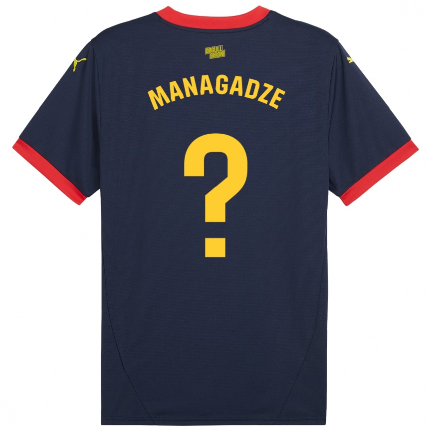 Kinder Fußball Luka Managadze #0 Marinerot Auswärtstrikot Trikot 2024/25 T-Shirt Luxemburg