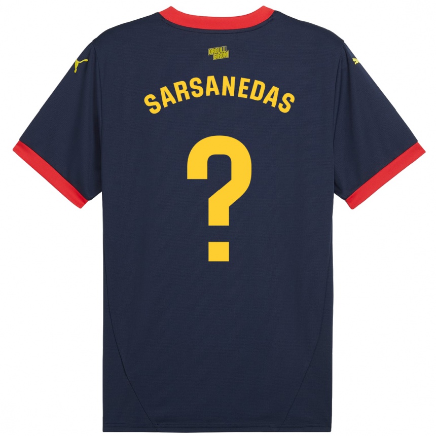 Kinder Fußball Joao Sarsanedas #0 Marinerot Auswärtstrikot Trikot 2024/25 T-Shirt Luxemburg