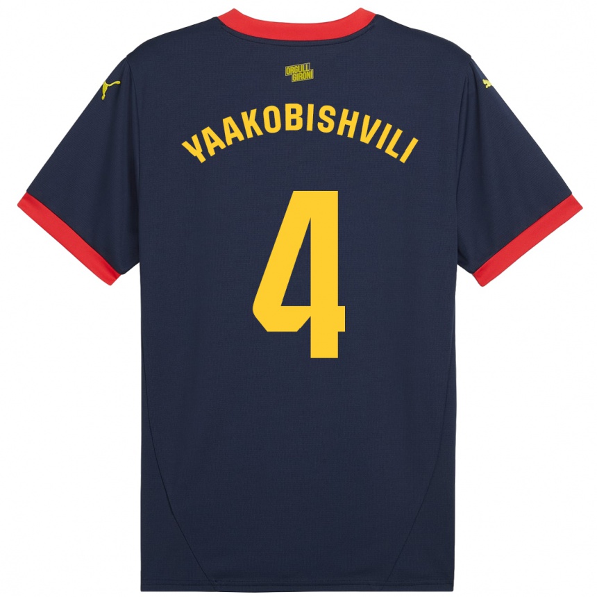 Kinder Fußball Antal Yaakobishvili #4 Marinerot Auswärtstrikot Trikot 2024/25 T-Shirt Luxemburg