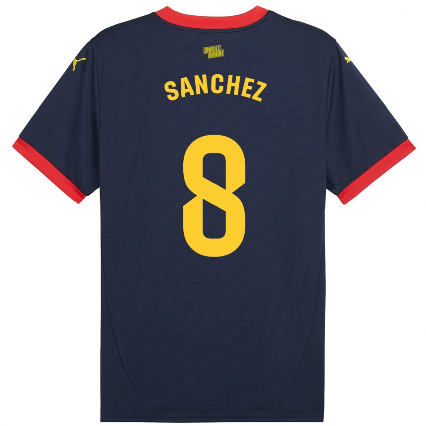 Kinder Fußball Miguel Ángel Sánchez #8 Marinerot Auswärtstrikot Trikot 2024/25 T-Shirt Luxemburg