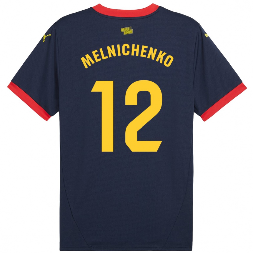 Kinder Fußball Dmytro Melnichenko #12 Marinerot Auswärtstrikot Trikot 2024/25 T-Shirt Luxemburg