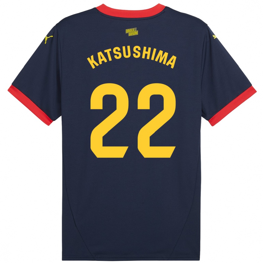 Kinder Fußball Shinnosuke Katsushima #22 Marinerot Auswärtstrikot Trikot 2024/25 T-Shirt Luxemburg