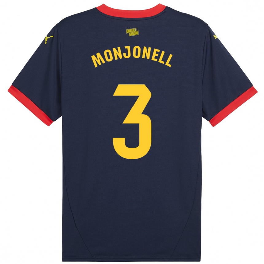 Kinder Fußball Eric Monjonell #3 Marinerot Auswärtstrikot Trikot 2024/25 T-Shirt Luxemburg