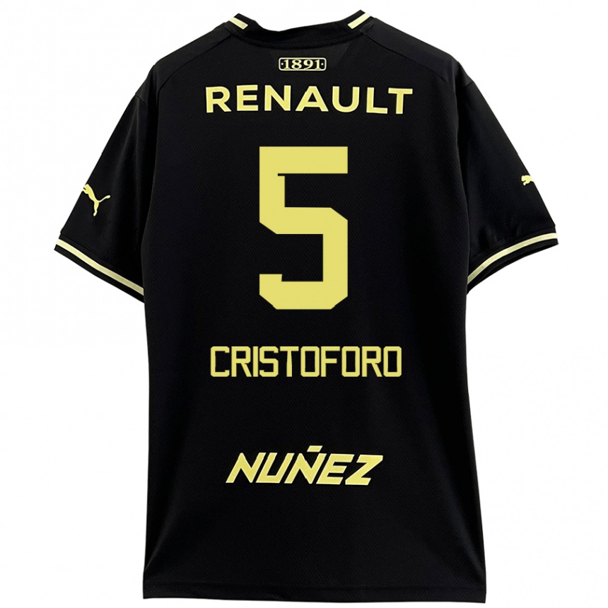 Kinder Fußball Sebastián Cristóforo #5 Schwarz Gelb Auswärtstrikot Trikot 2024/25 T-Shirt Luxemburg