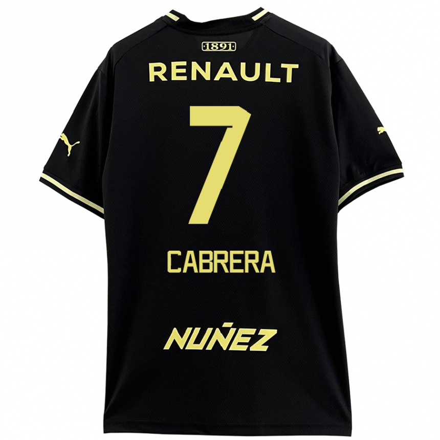 Kinder Fußball Javier Cabrera #7 Schwarz Gelb Auswärtstrikot Trikot 2024/25 T-Shirt Luxemburg