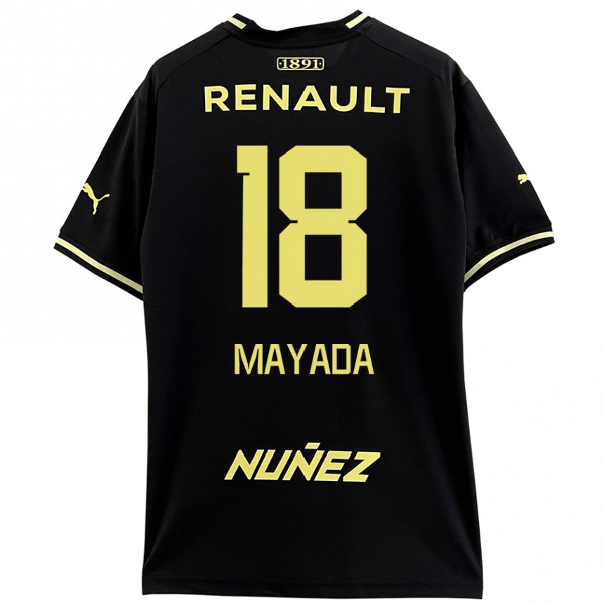 Kinder Fußball Camilo Mayada #18 Schwarz Gelb Auswärtstrikot Trikot 2024/25 T-Shirt Luxemburg