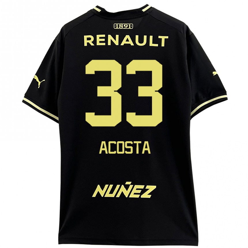 Kinder Fußball Nahuel Acosta #33 Schwarz Gelb Auswärtstrikot Trikot 2024/25 T-Shirt Luxemburg