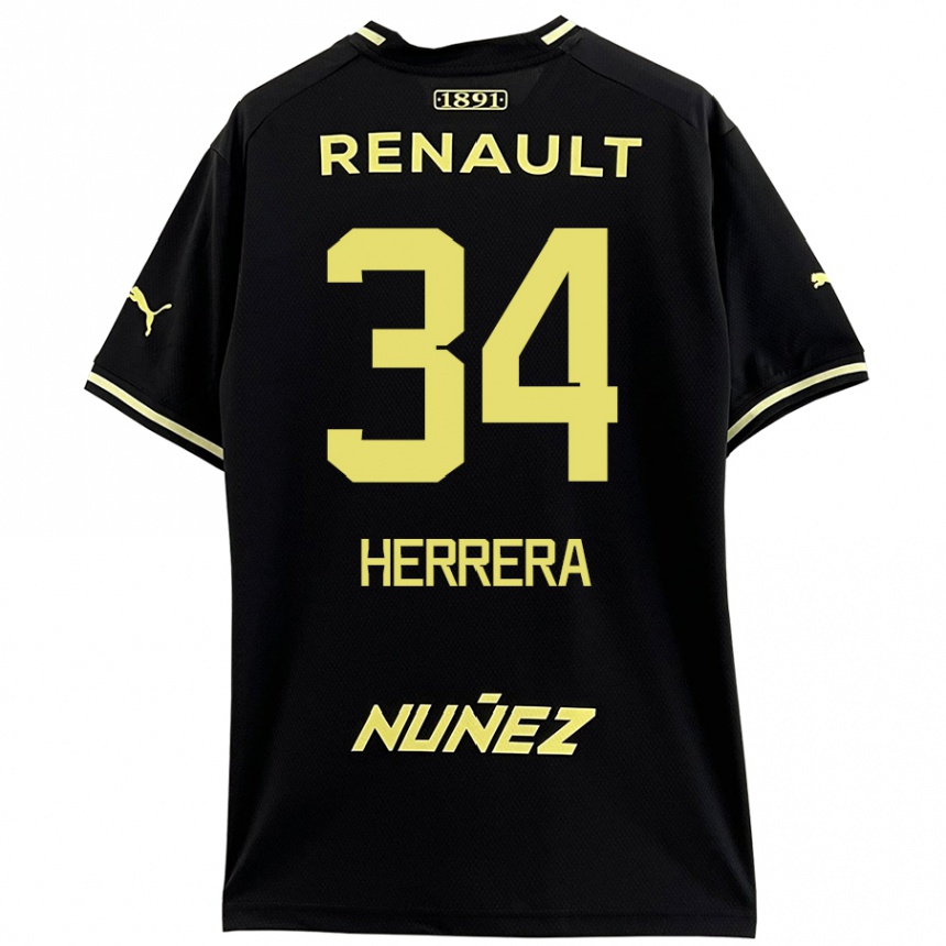 Kinder Fußball Nahuel Herrera #34 Schwarz Gelb Auswärtstrikot Trikot 2024/25 T-Shirt Luxemburg