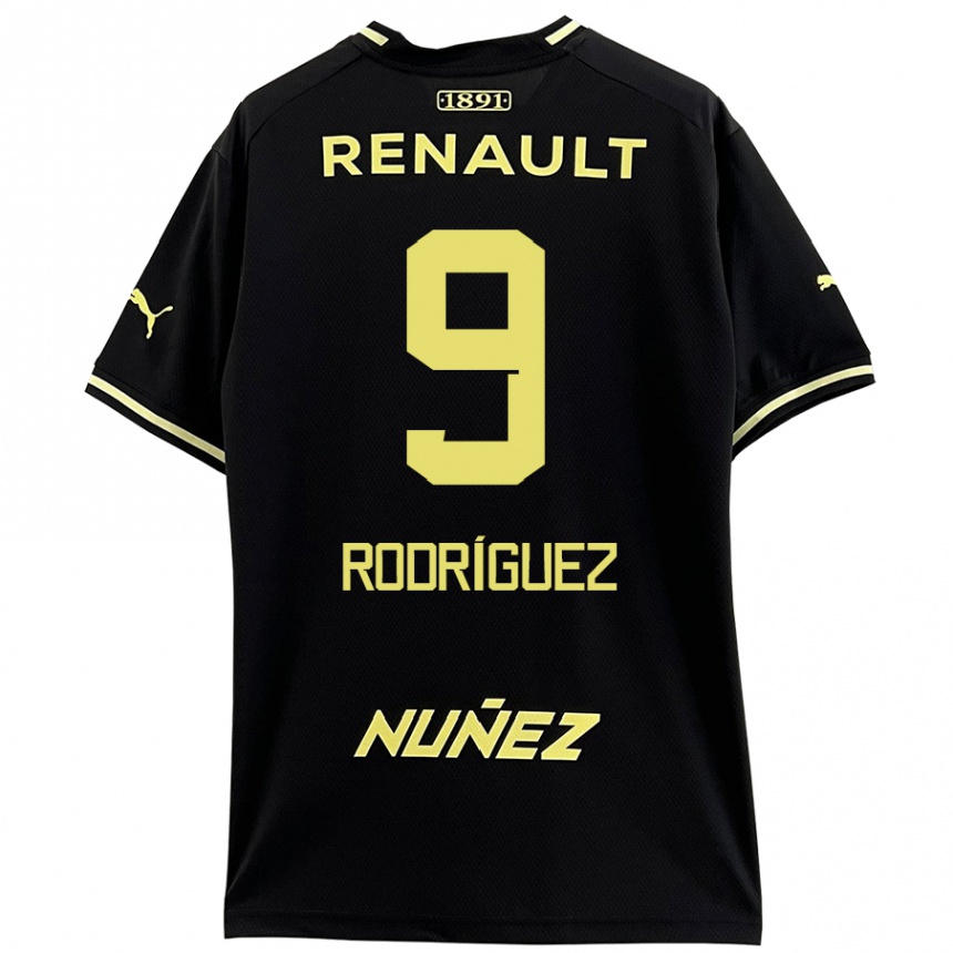 Kinder Fußball Agustín Rodríguez #9 Schwarz Gelb Auswärtstrikot Trikot 2024/25 T-Shirt Luxemburg