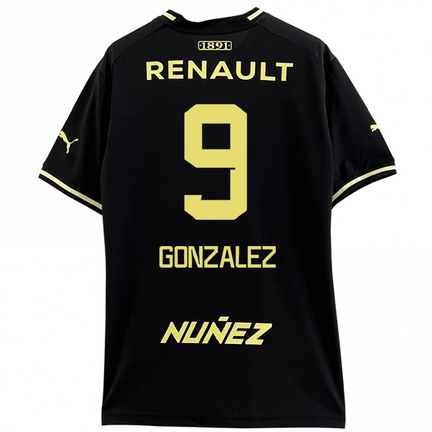 Kinder Fußball Franco González #9 Schwarz Gelb Auswärtstrikot Trikot 2024/25 T-Shirt Luxemburg