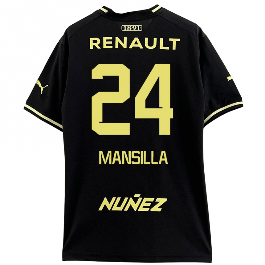 Kinder Fußball Brian Mansilla #24 Schwarz Gelb Auswärtstrikot Trikot 2024/25 T-Shirt Luxemburg