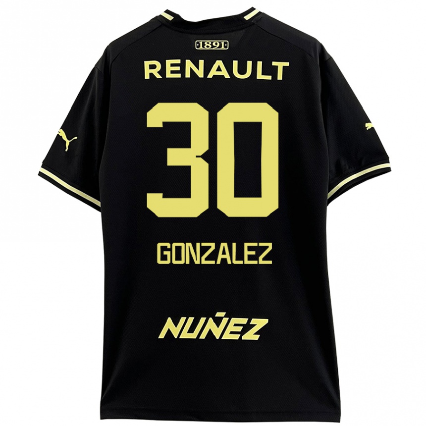 Kinder Fußball Ángel González #30 Schwarz Gelb Auswärtstrikot Trikot 2024/25 T-Shirt Luxemburg