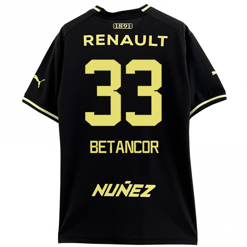 Kinder Fußball Bruno Betancor #33 Schwarz Gelb Auswärtstrikot Trikot 2024/25 T-Shirt Luxemburg