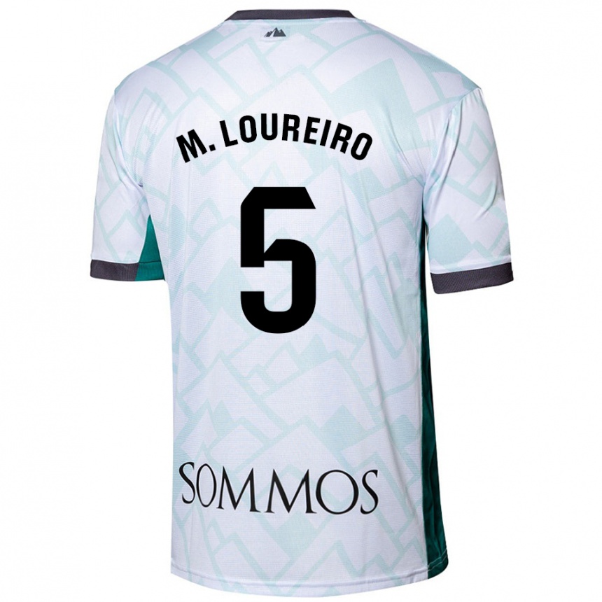 Kinder Fußball Miguel Loureiro #5 Weiß Grün Auswärtstrikot Trikot 2024/25 T-Shirt Luxemburg