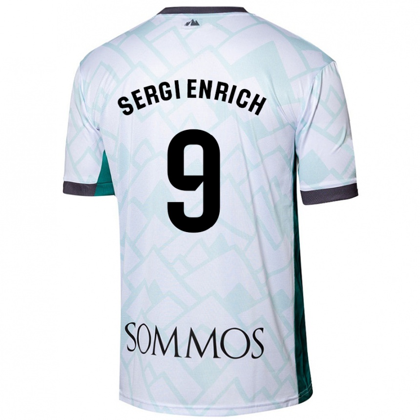 Kinder Fußball Sergi Enrich #9 Weiß Grün Auswärtstrikot Trikot 2024/25 T-Shirt Luxemburg