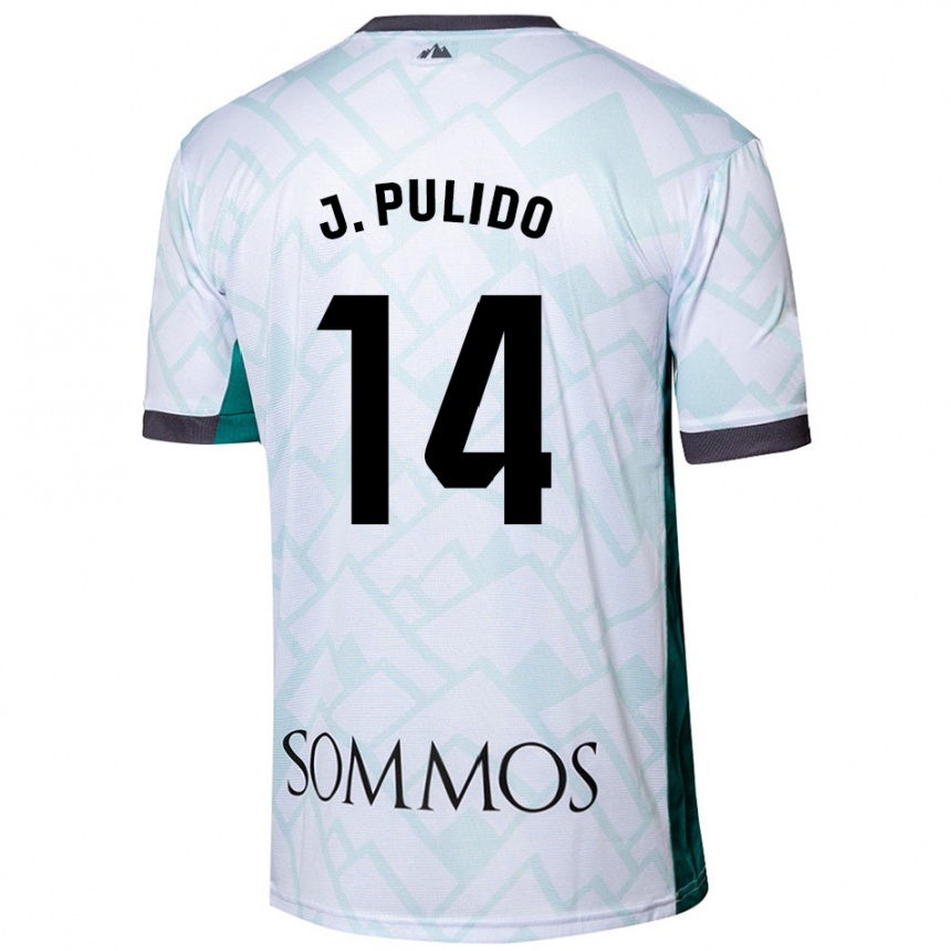 Kinder Fußball Jorge Pulido #14 Weiß Grün Auswärtstrikot Trikot 2024/25 T-Shirt Luxemburg