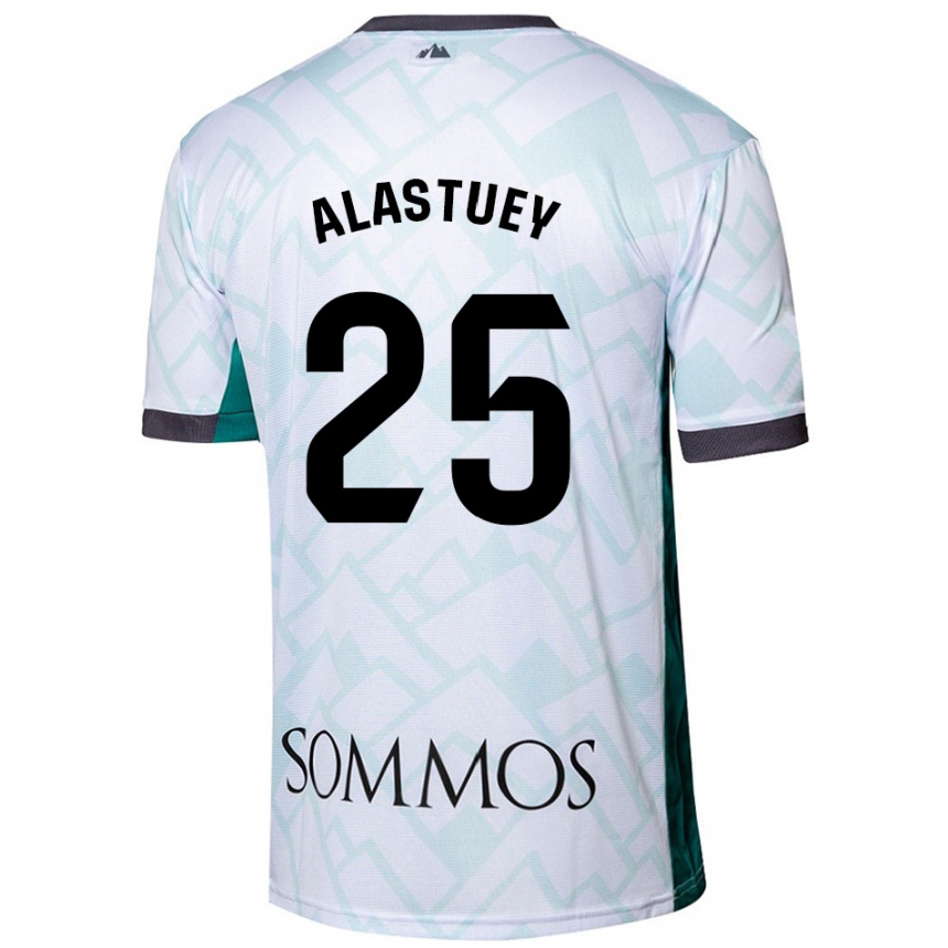 Kinder Fußball Martina Alastuey #25 Weiß Grün Auswärtstrikot Trikot 2024/25 T-Shirt Luxemburg