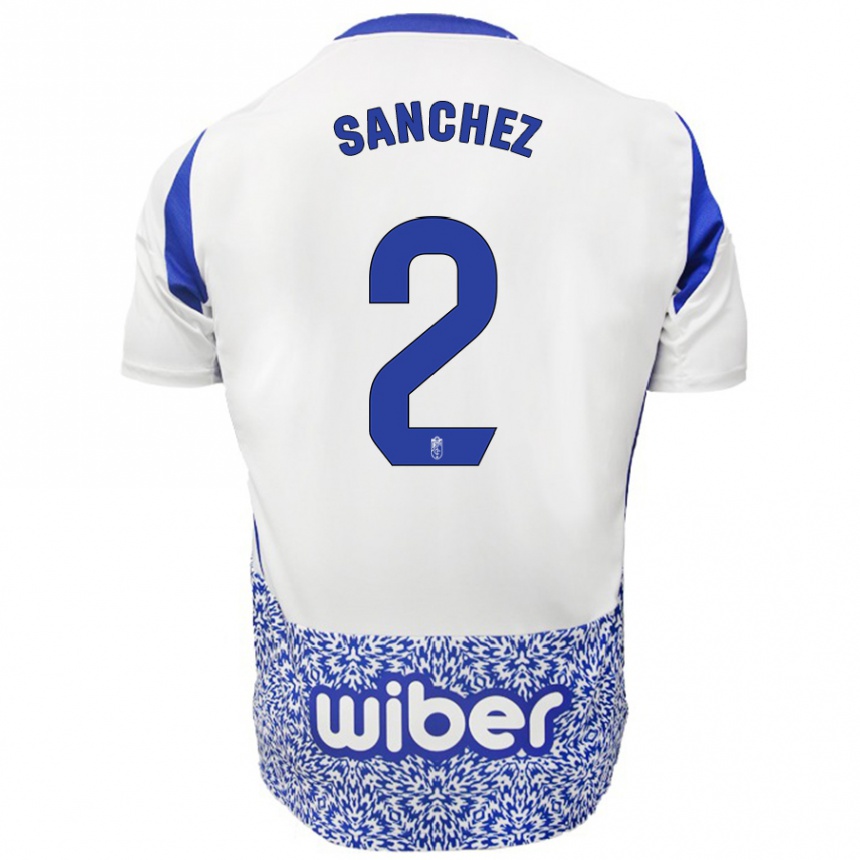 Kinder Fußball Rubén Sánchez #2 Weiß Blau Auswärtstrikot Trikot 2024/25 T-Shirt Luxemburg