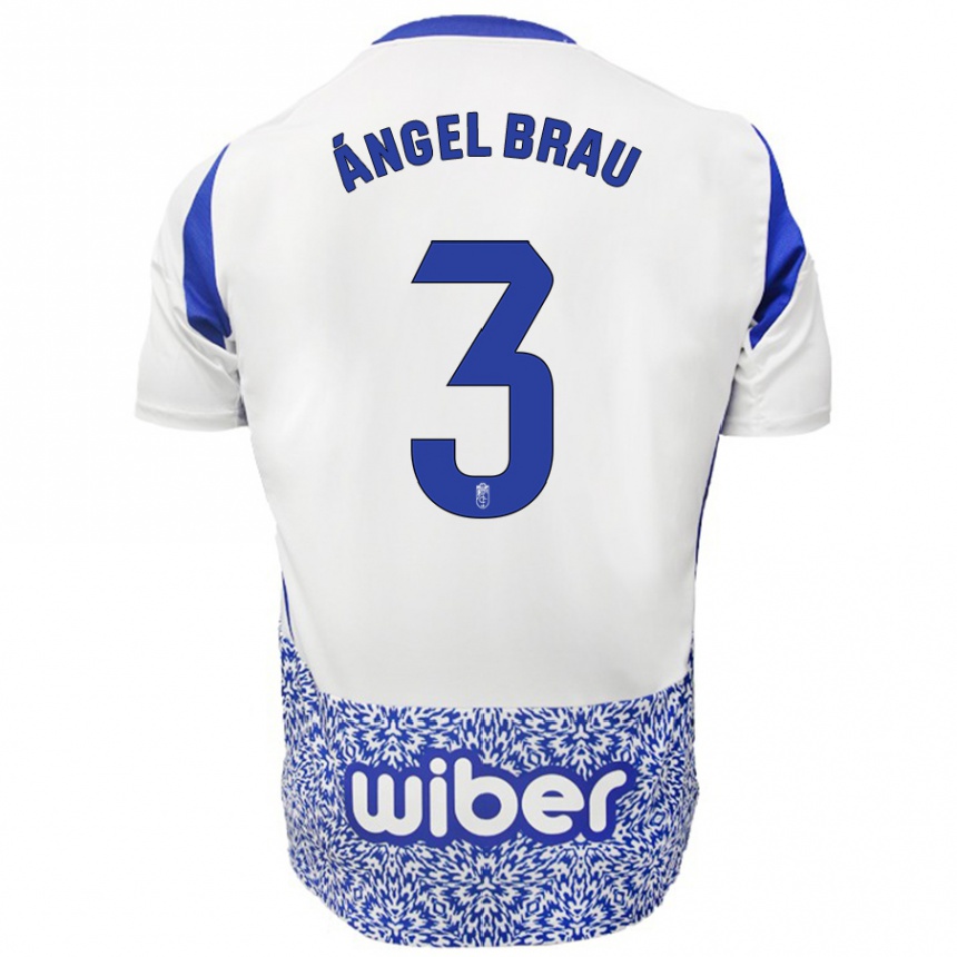 Kinder Fußball Miguel Ángel Brau #3 Weiß Blau Auswärtstrikot Trikot 2024/25 T-Shirt Luxemburg