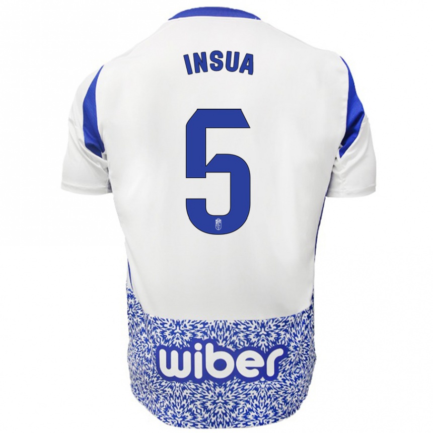 Kinder Fußball Pablo Insua #5 Weiß Blau Auswärtstrikot Trikot 2024/25 T-Shirt Luxemburg