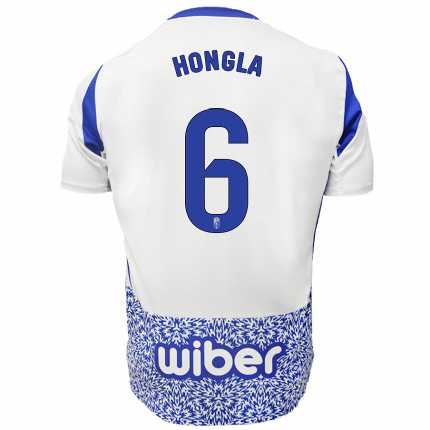 Kinder Fußball Martin Hongla #6 Weiß Blau Auswärtstrikot Trikot 2024/25 T-Shirt Luxemburg