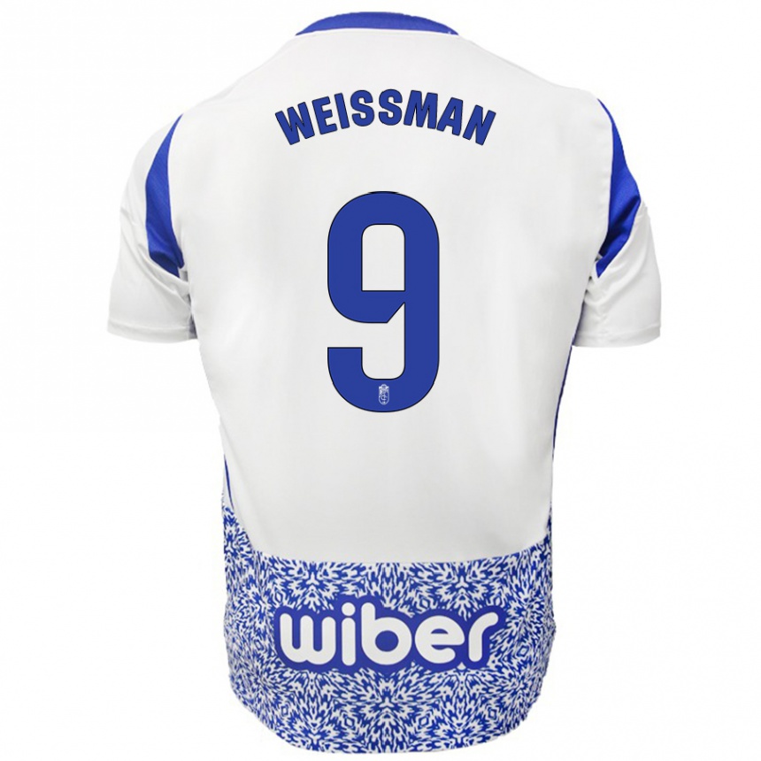 Kinder Fußball Shon Weissman #9 Weiß Blau Auswärtstrikot Trikot 2024/25 T-Shirt Luxemburg