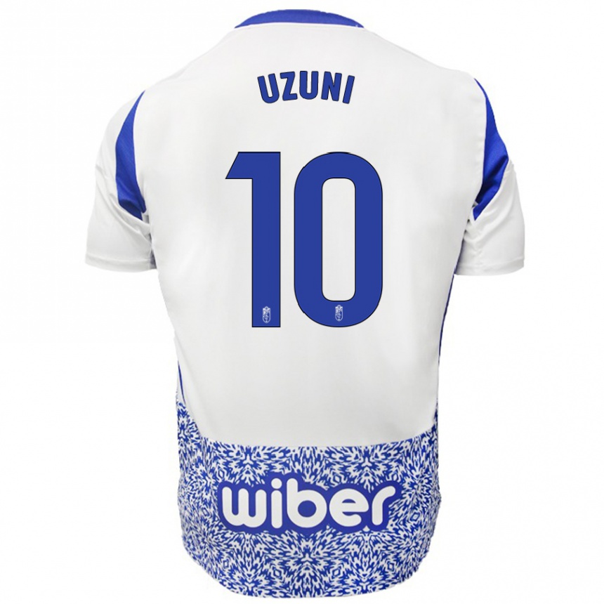 Kinder Fußball Myrto Uzuni #10 Weiß Blau Auswärtstrikot Trikot 2024/25 T-Shirt Luxemburg