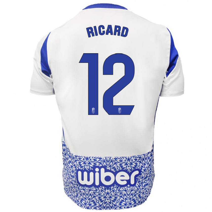 Kinder Fußball Ricard Sanchez #12 Weiß Blau Auswärtstrikot Trikot 2024/25 T-Shirt Luxemburg