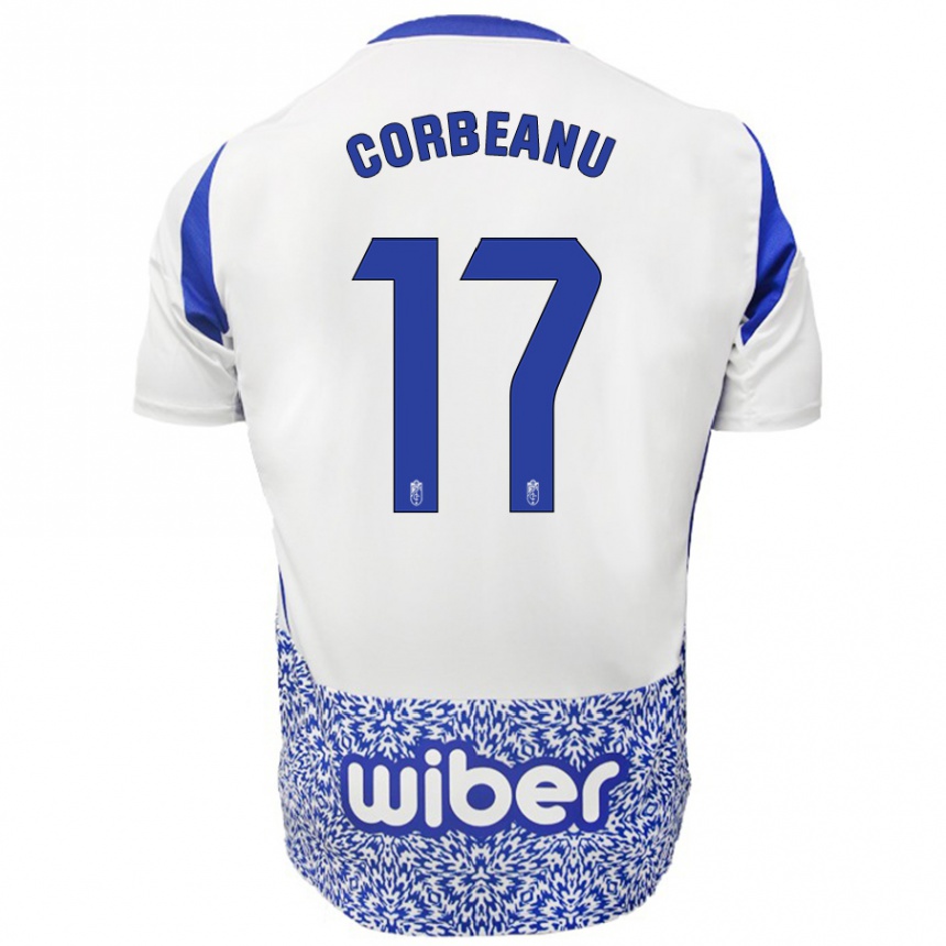 Kinder Fußball Theo Corbeanu #17 Weiß Blau Auswärtstrikot Trikot 2024/25 T-Shirt Luxemburg